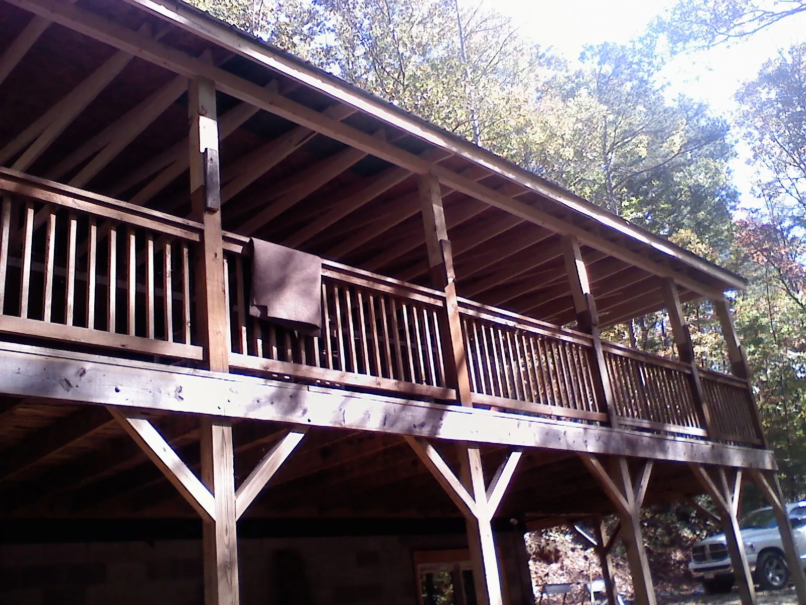 Timber framing under a new elevated porch and deck — Roof Leak Repair in Deer Park by Roofing Brothers